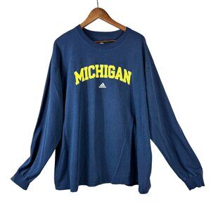 Michigan Wolverines Long Sleeve T-Shirt Arched Logo M Back Maize and Blue 2XL